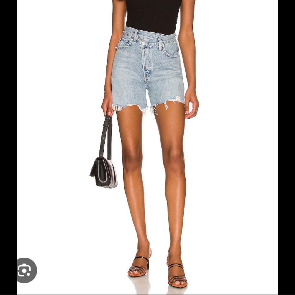 Agolde criss cross jean shorts